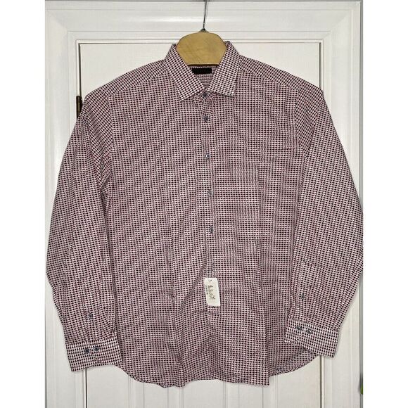 Saks Fifth Avenue Mens Long Sleeve Button Front Shirt Blue Fish 2XL New‎ - Picture 1 of 7